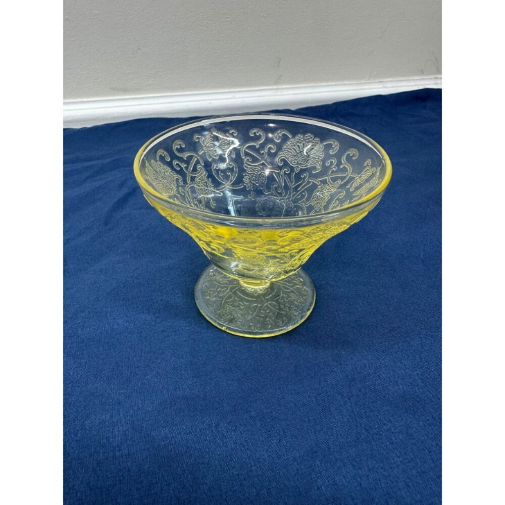 Hazel Atlas Florentine Yellow Depression Glass Dessert Sherbet Cup Vintage